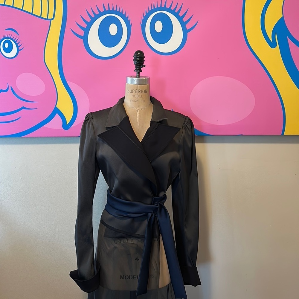 Marie Saint Pierre Black Neoprene Wrap Coat